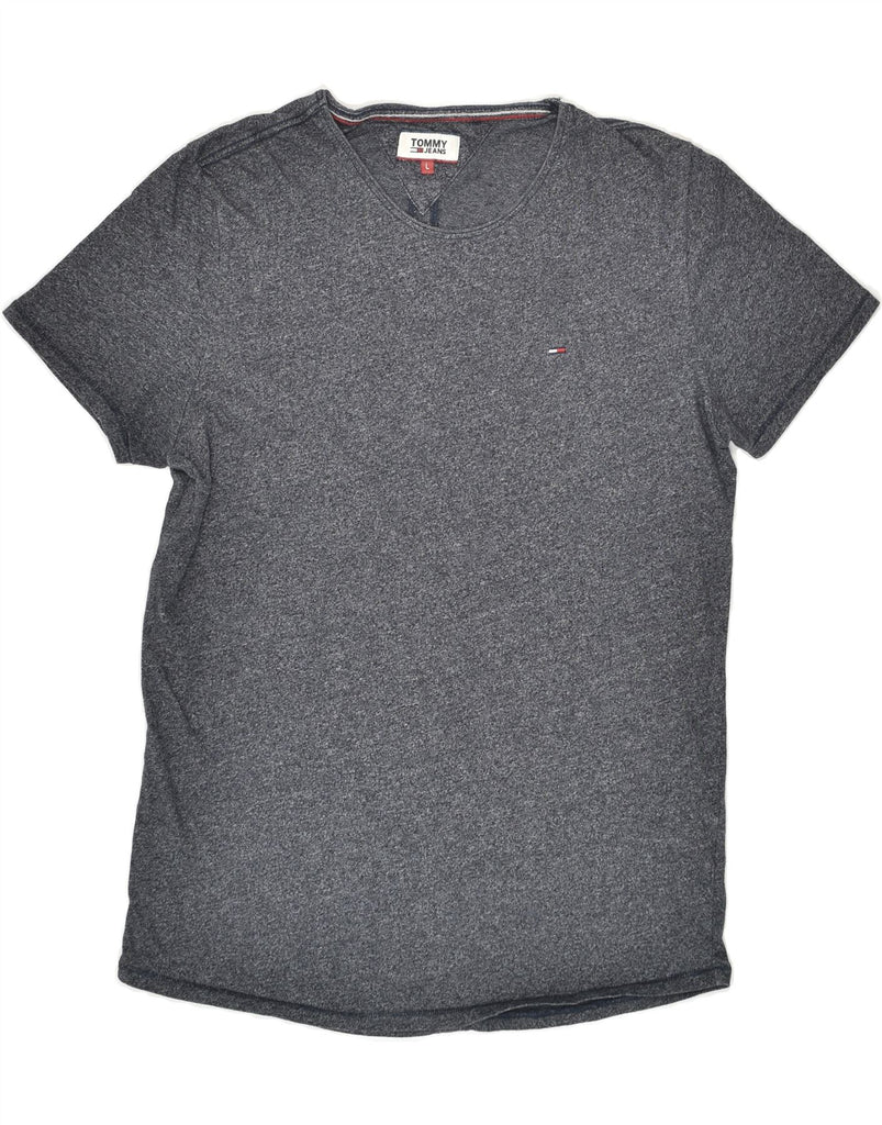 TOMMY HILFIGER Mens T-Shirt Top Large Grey Flecked Cotton | Vintage Tommy Hilfiger | Thrift | Second-Hand Tommy Hilfiger | Used Clothing | Messina Hembry 