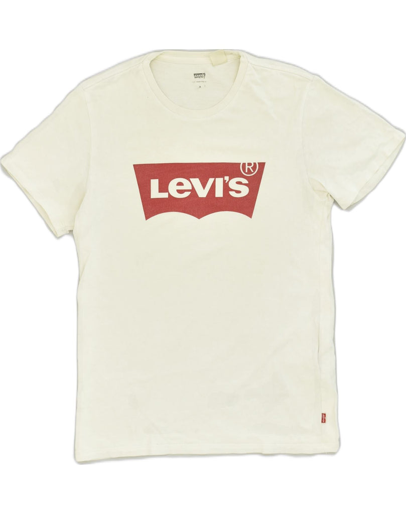 LEVI'S Womens Graphic T-Shirt Top UK 14 Medium White Cotton | Vintage Levi's | Thrift | Second-Hand Levi's | Used Clothing | Messina Hembry 