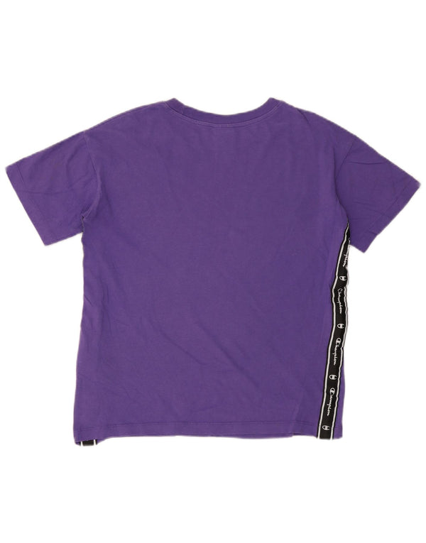 CHAMPION Mens Graphic T-Shirt Top Small Purple Colourblock Cotton