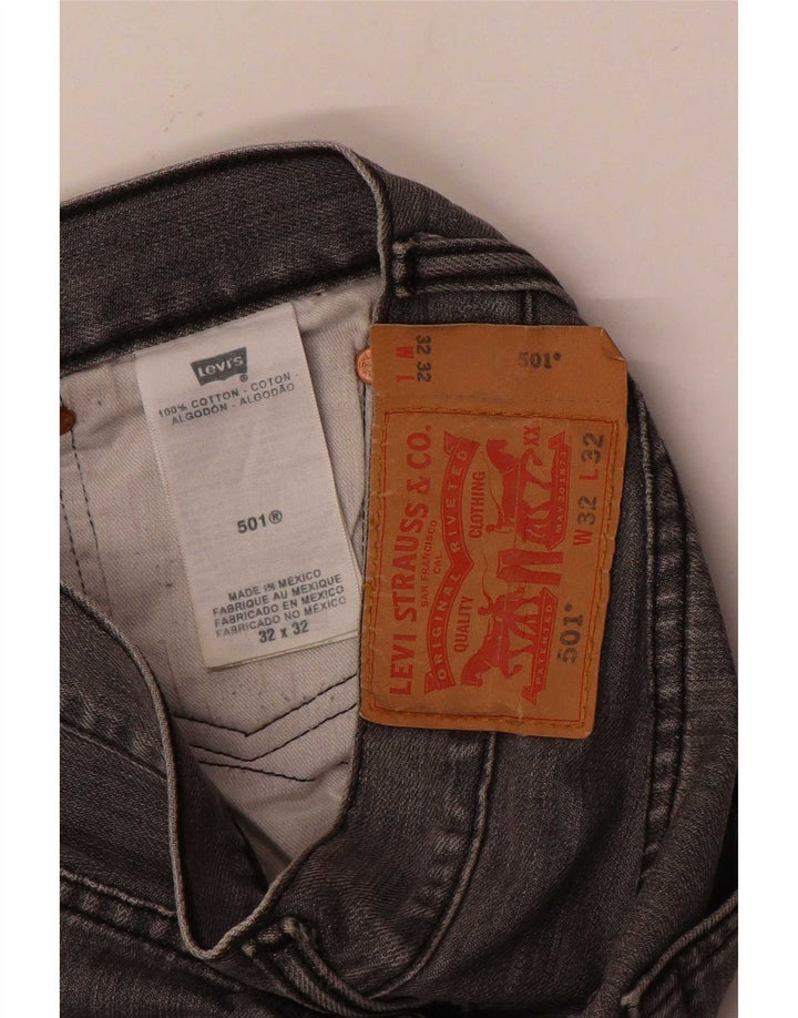 Levi's Mens 501 Straight Jeans W32 L32 Grey Cotton