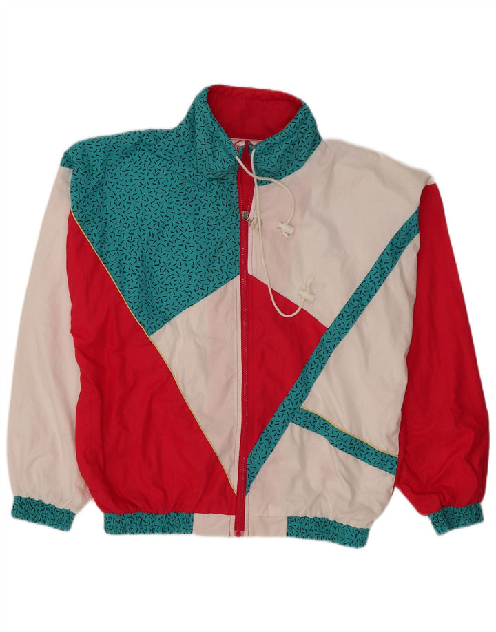 Vintage Mens Windbreaker Jacket UK 38 Medium White Colourblock Polyester