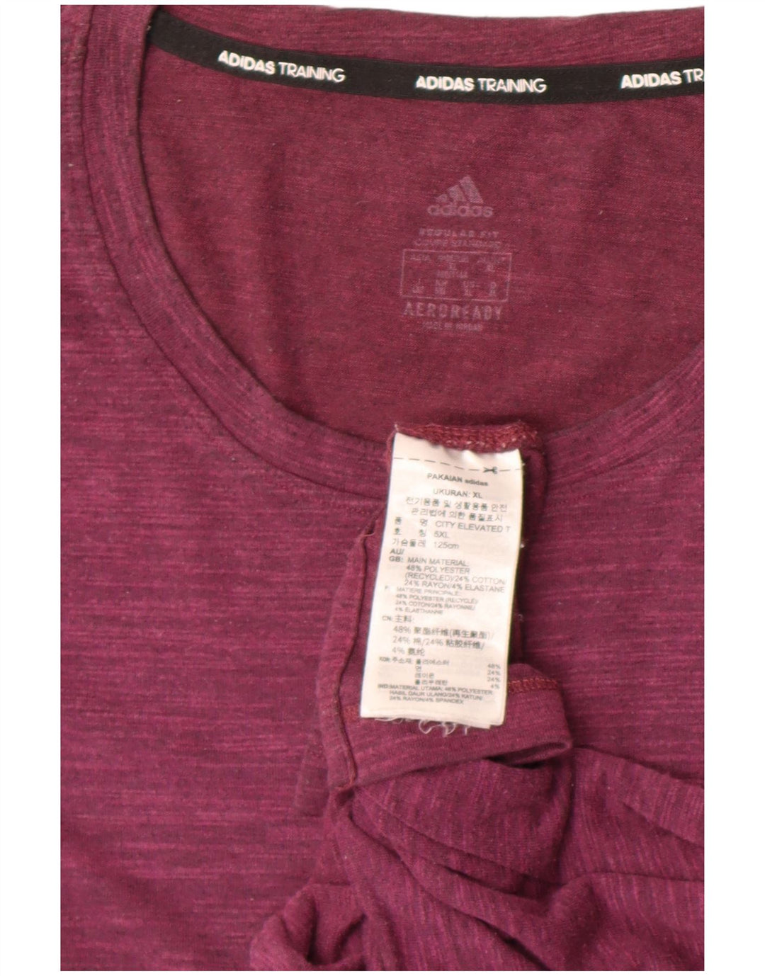 Adidas Mens T-Shirt Top XL Burgundy Flecked Polyester