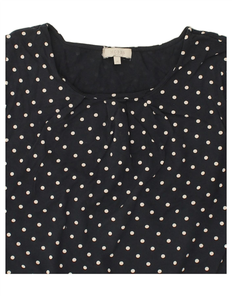 HOBBS Womens Blouse Top UK 14 Medium Navy Blue Polka Dot | Vintage Hobbs | Thrift | Second-Hand Hobbs | Used Clothing | Messina Hembry 