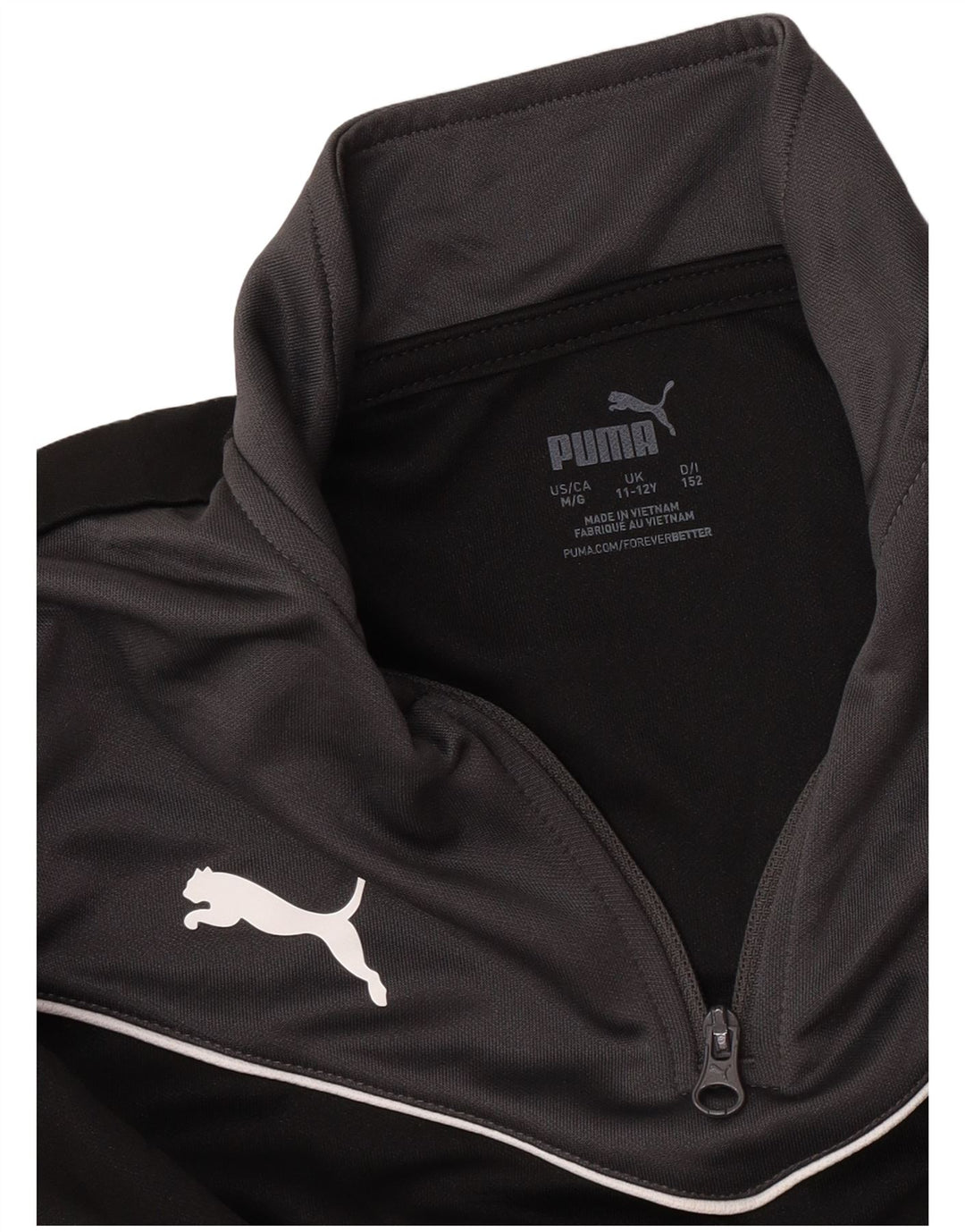 Puma Boys Zip Neck Sweatshirt Jumper 11-12 Years Black Colourblock