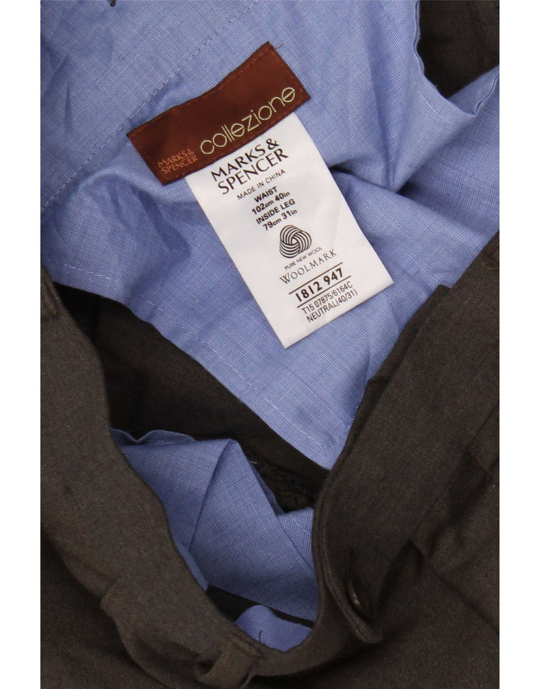 Marks & Spencer Mens Pegged Suit Trousers W40 L31 Brown New Wool
