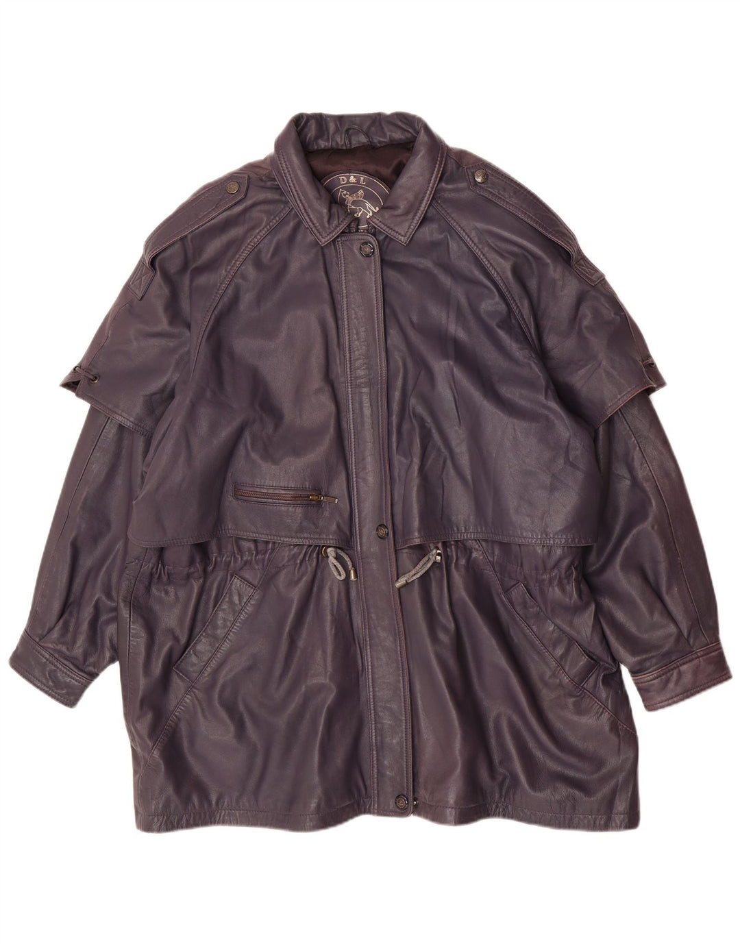 Vintage Womens Leather Coat UK 20 2XL Purple