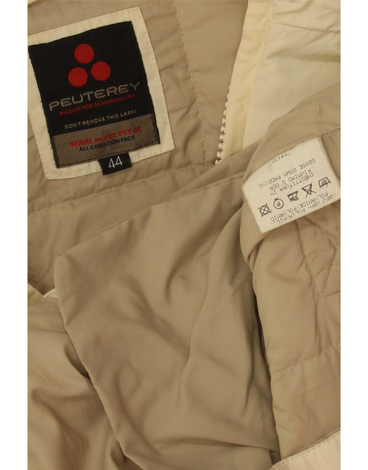 PEUTEREY Womens Padded Jacket IT 44 Medium Off White Polyamide