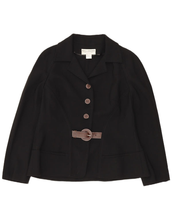 Paola Antonini Womens 3 Button Blazer Jacket UK 16 Large Black Wool