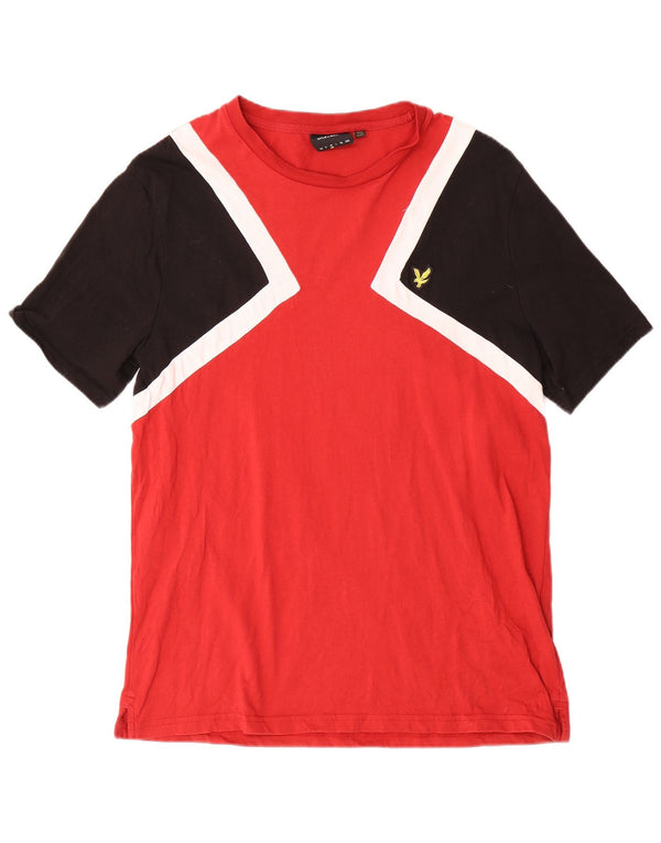 Lyle & Scott Mens T-Shirt Top Medium Red Colourblock Cotton