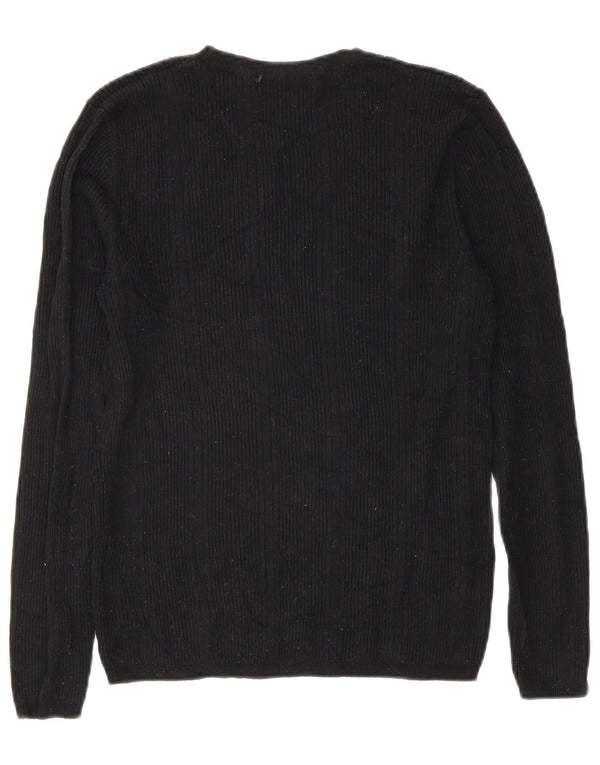 Marks & Spencer Womens V-Neck Jumper Sweater UK 10 Small Black Viscose