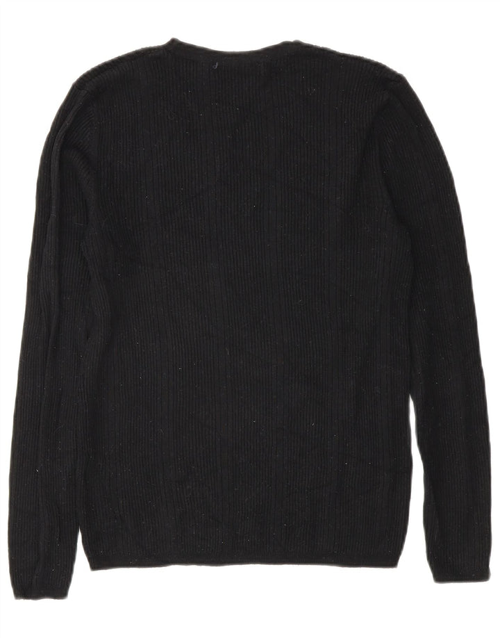 Marks & Spencer Womens V-Neck Jumper Sweater UK 10 Small Black Viscose