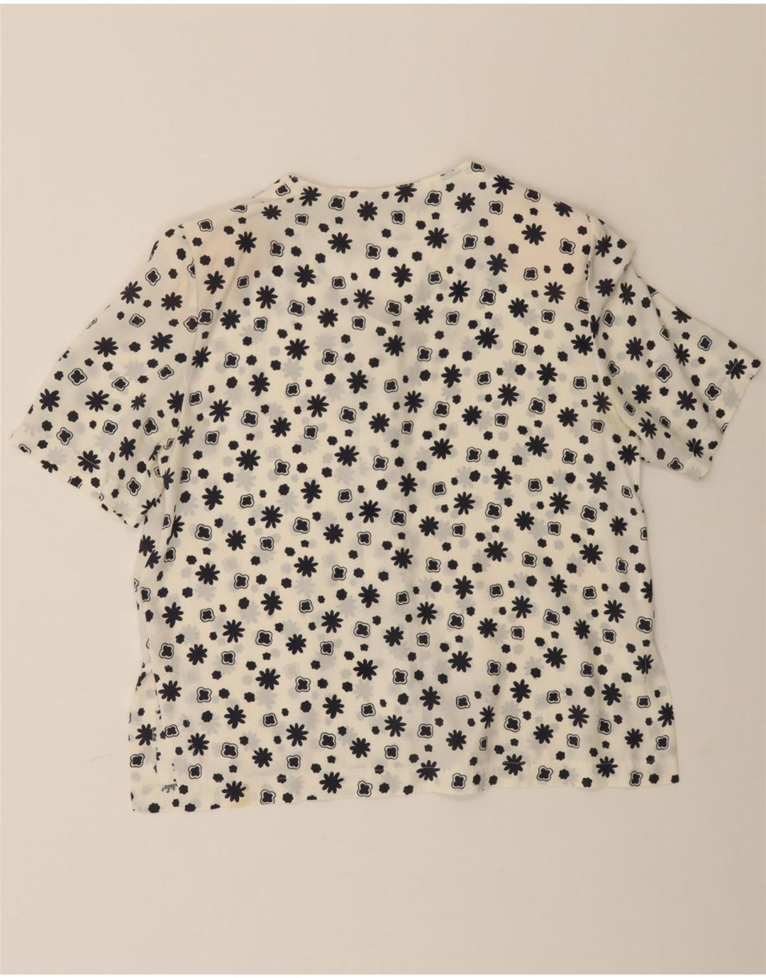 GIORGIO BERALDO Womens Short Sleeve Shirt Blouse IT 44 Medium White Floral Vintage Giorgio Beraldo and Second-Hand Giorgio Beraldo from Messina Hembry 