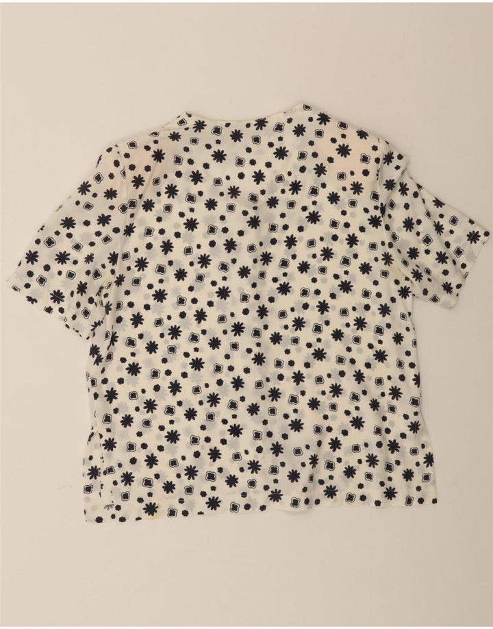 GIORGIO BERALDO Womens Short Sleeve Shirt Blouse IT 44 Medium White Floral Vintage Giorgio Beraldo and Second-Hand Giorgio Beraldo from Messina Hembry 