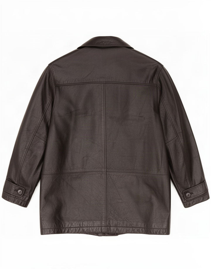 Montes Mens Leather Coat UK 38 Medium Black