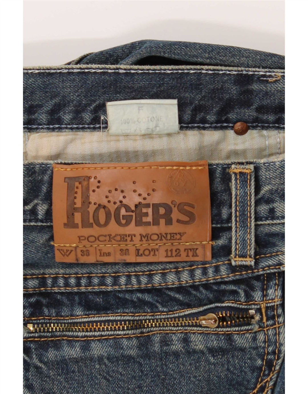 Roy Rogers Mens Straight Jeans W36 L36 Blue Cotton