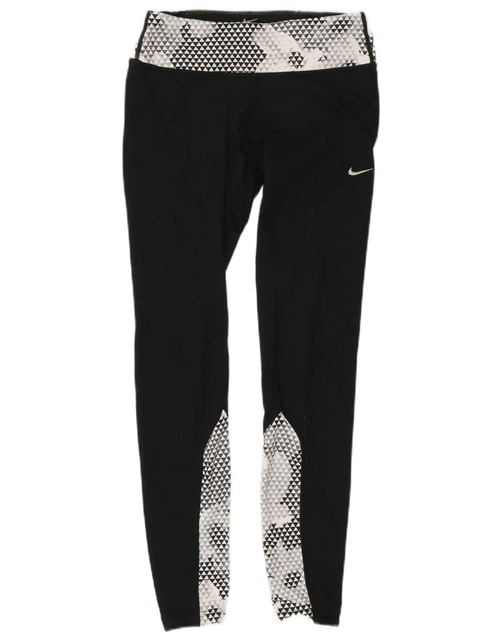 Nike Womens Running Leggings XS W25 L30 Black Colourblock Polyester