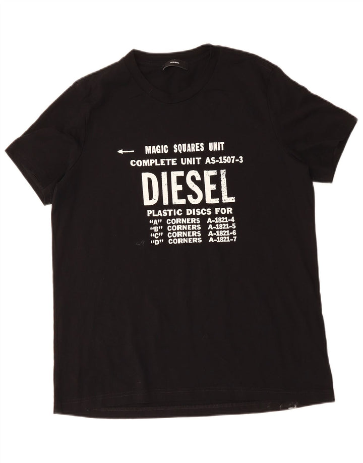 DIESEL Mens Graphic T-Shirt Top XL Black Cotton