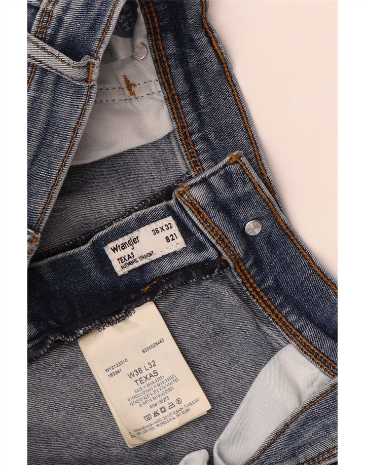 Wrangler Mens Straight Jeans W36 L32 Blue Cotton