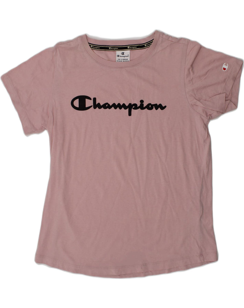 CHAMPION Girls Graphic T-Shirt Top 15-16 Years 2XL Pink Cotton | Vintage Champion | Thrift | Second-Hand Champion | Used Clothing | Messina Hembry 