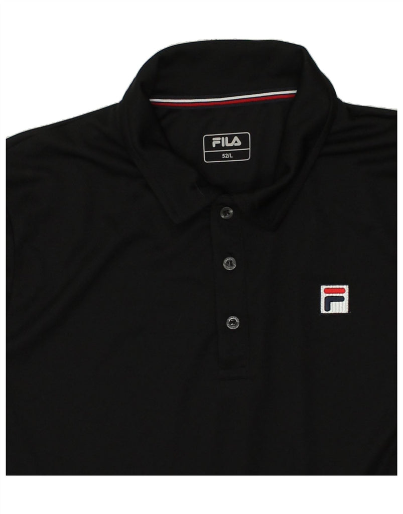 FILA Mens Polo Shirt Large Black Polyester | Vintage Fila | Thrift | Second-Hand Fila | Used Clothing | Messina Hembry 