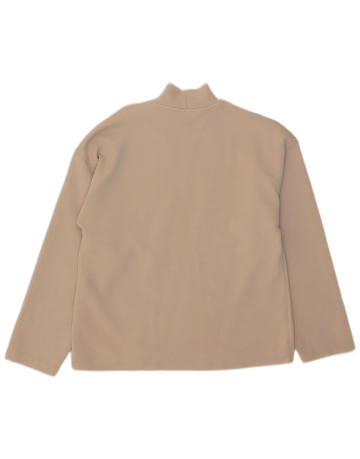 Zara Mens Top Long Sleeve Small Beige Cotton