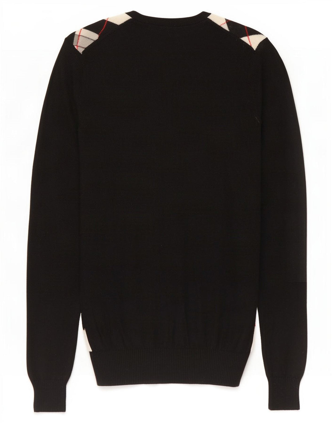 Lacoste Womens V-Neck Jumper Sweater Size 40 Medium Black Argyle/Diamond