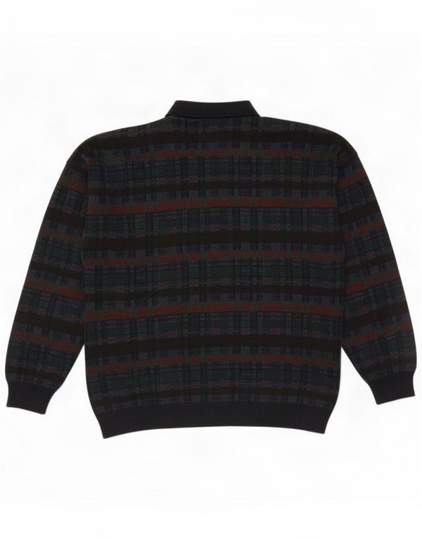Montecatini Mens Polo Neck Jumper Sweater XL Black Check
