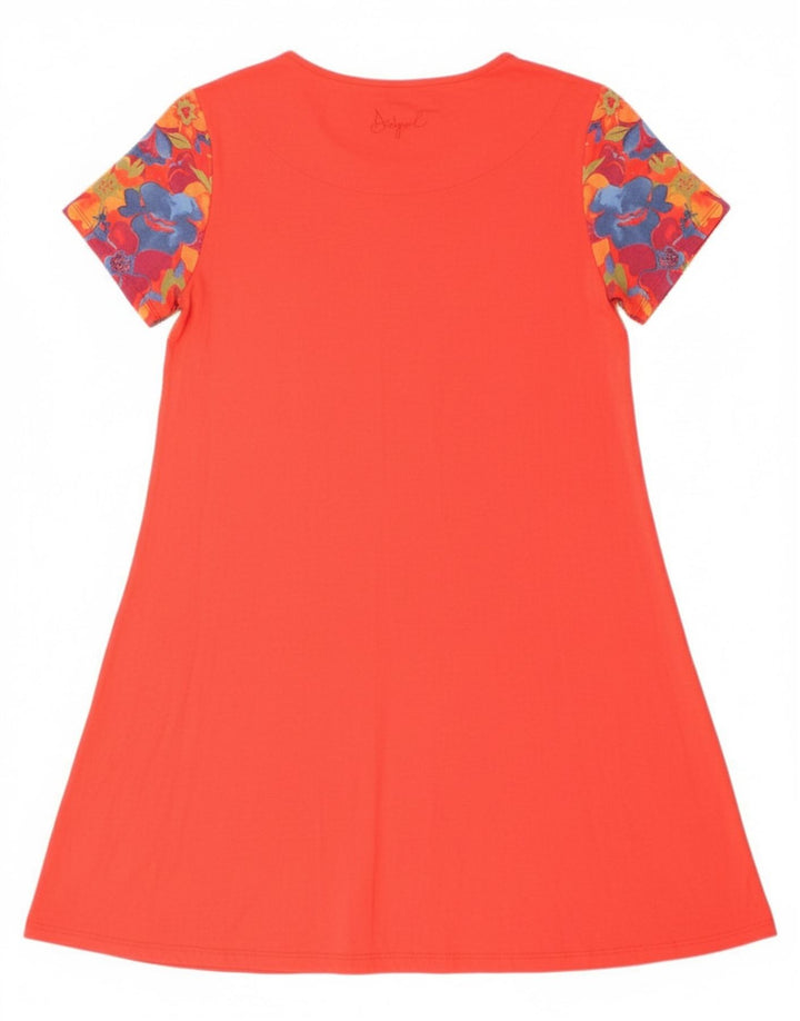 DESIGUAL Womens Basic Dress UK 14 Large Red Floral Cotton
