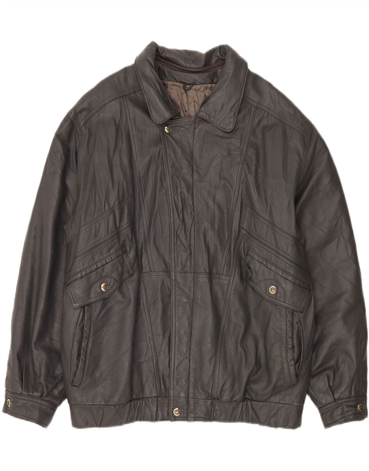 Vintage Mens Leather Jacket IT 56 3XL Black