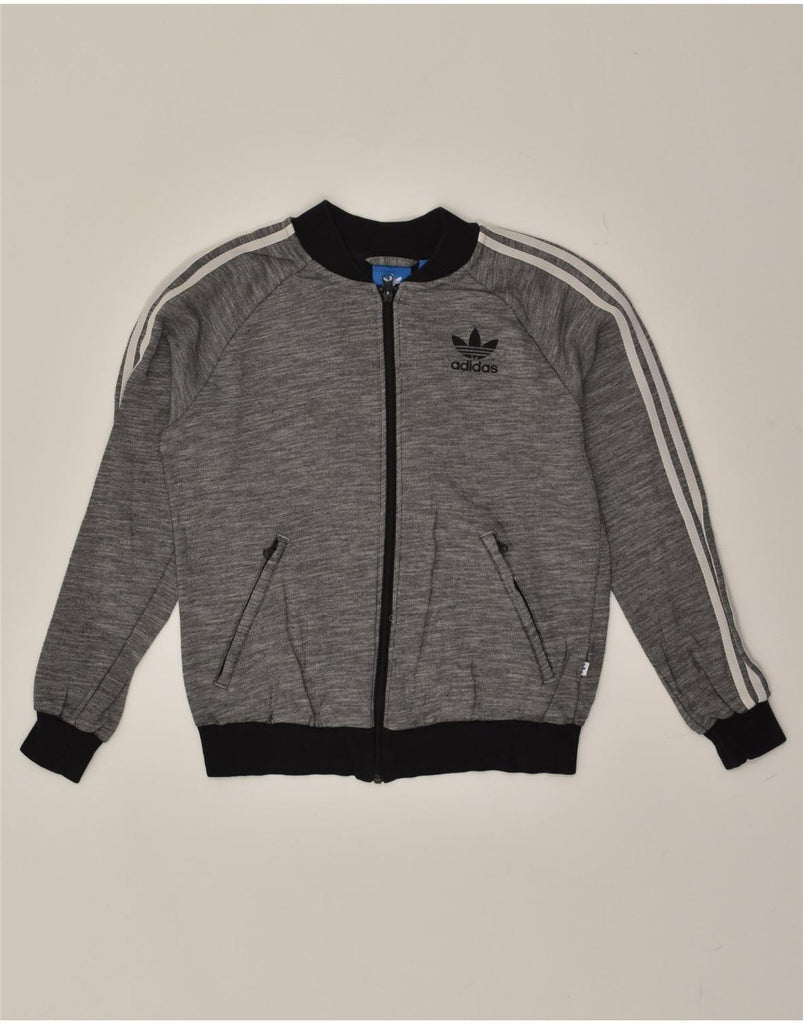 ADIDAS Womens Graphic Tracksuit Top Jacket UK 10 Small  Grey Cotton | Vintage Adidas | Thrift | Second-Hand Adidas | Used Clothing | Messina Hembry 