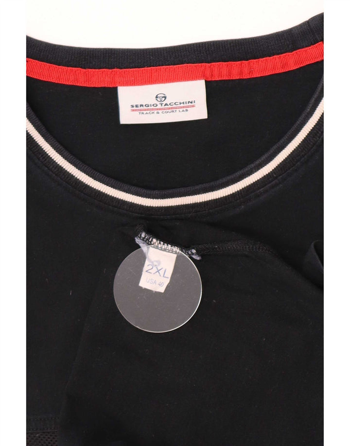 Sergio Tacchini Mens Graphic T-Shirt Top 2XL Black