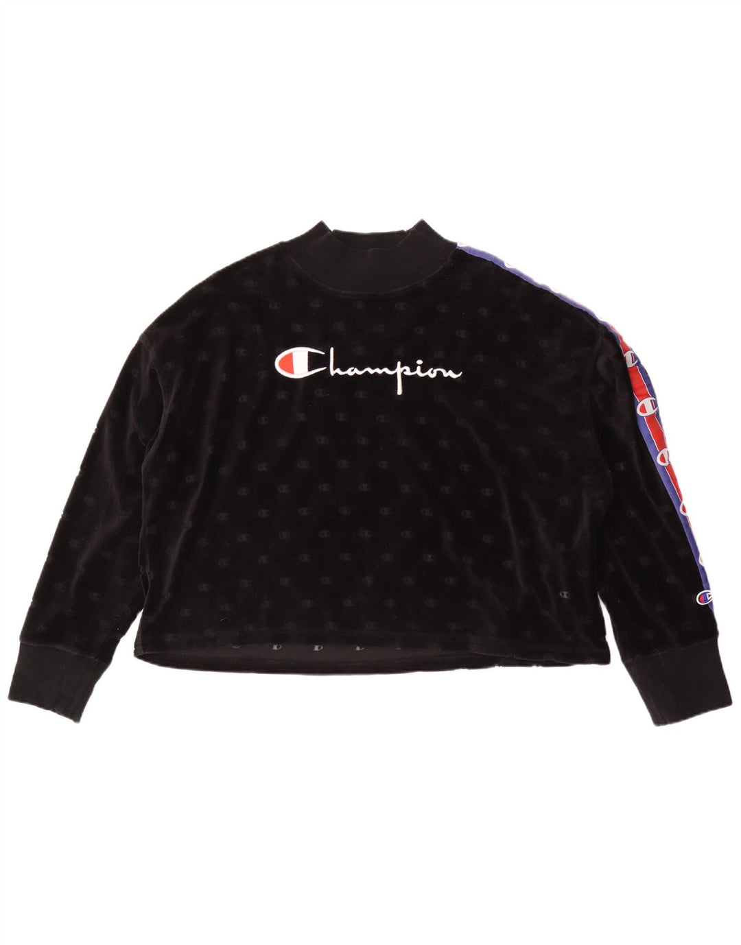 Champion Womens Graphic Sweatshirt Jumper UK 14 Medium Black Colourblock