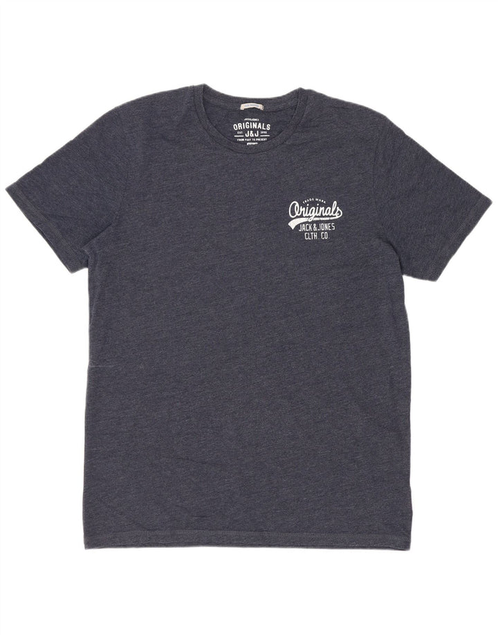 Jack & Jones Mens T-Shirt Top Medium Navy Blue Cotton