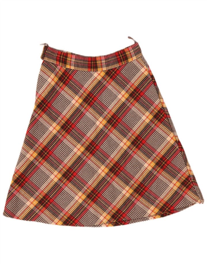 Vintage Womens A-Line Skirt W30 Medium Brown Check