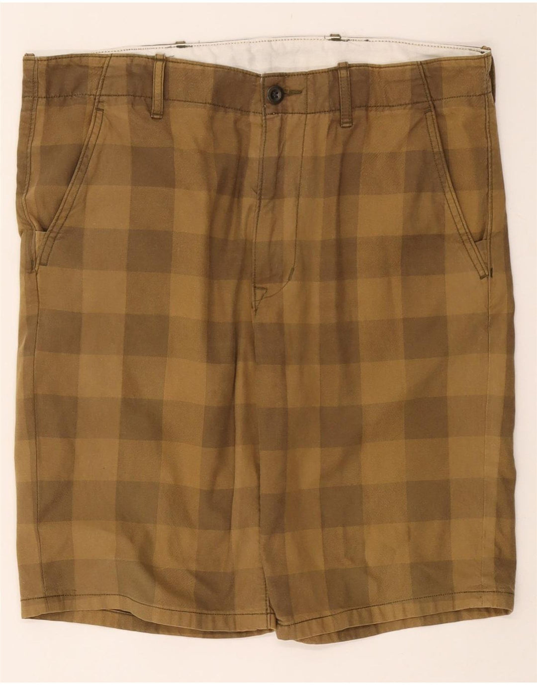 LEVI'S Mens Chino Shorts W33 Medium  Khaki Gingham Cotton