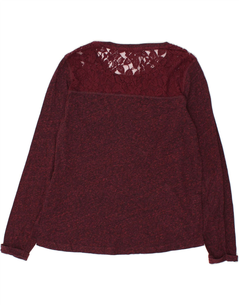 SUPERDRY Womens Top Long Sleeve UK 10 Small Maroon Flecked Cotton | Vintage Superdry | Thrift | Second-Hand Superdry | Used Clothing | Messina Hembry 