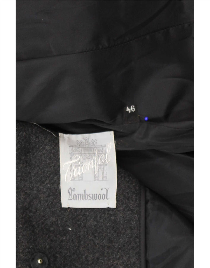 Vintage Womens Double Breasted Coat IT 46 Large Grey Lambswool