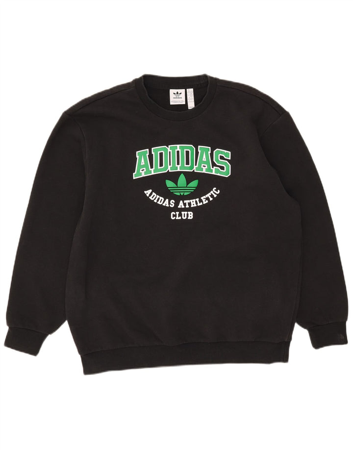Adidas Mens Graphic Oversized Sweatshirt Jumper 2XS Black Cotton