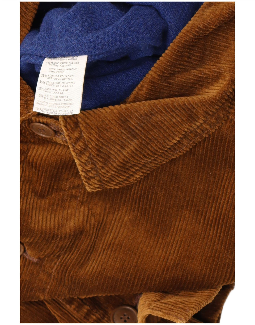 Benetton Mens Corduroy Jacket UK 38 Medium Khaki Cotton