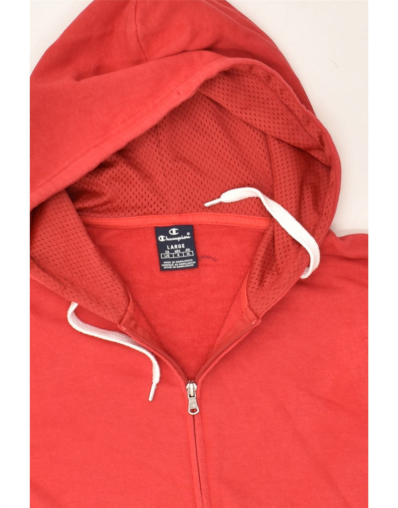 CHAMPION Mens Graphic Zip Hoodie Sweater Large Red Cotton | Vintage Champion | Thrift | Second-Hand Champion | Used Clothing | Messina Hembry 