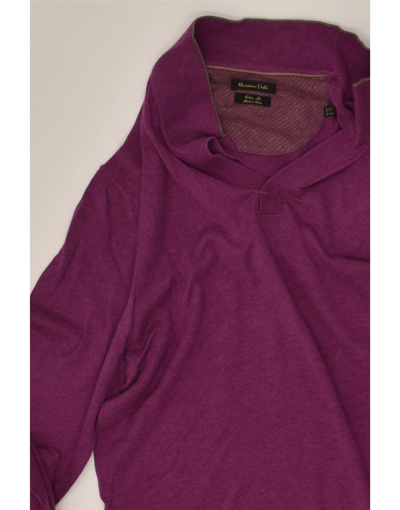 MASSIMO DUTTI Womens Polo Neck Jumper Sweater UK 14 Medium Burgundy Cotton | Vintage Massimo Dutti | Thrift | Second-Hand Massimo Dutti | Used Clothing | Messina Hembry 