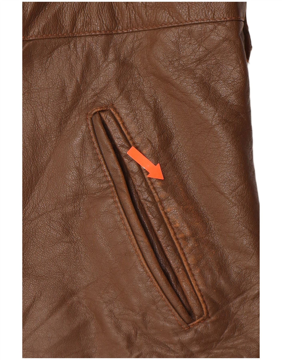 VINTAGE Mens Leather Jacket IT 52 XL Brown