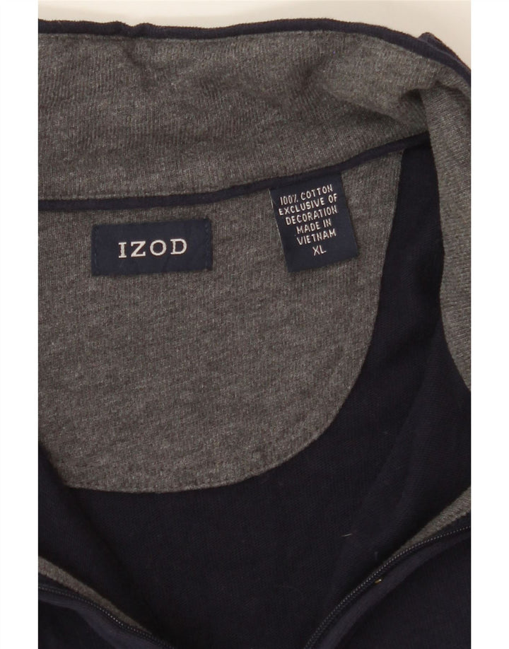 IZOD Mens Zip Neck Sweatshirt Jumper XL Navy Blue Cotton Vintage Izod and Second-Hand Izod from Messina Hembry 