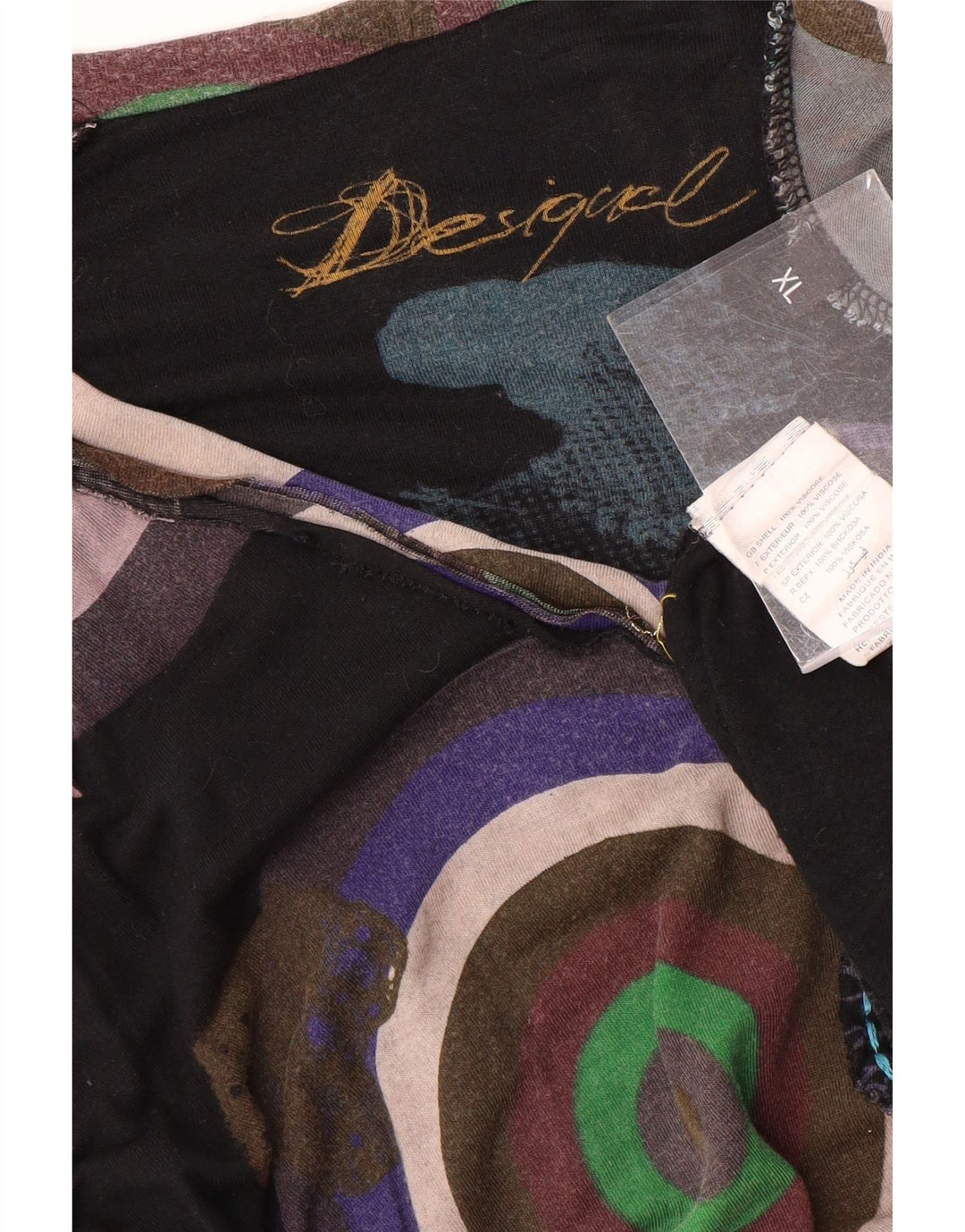 Desigual Womens Abstract Pattern Tunic Top UK 18 XL Multicoloured Viscose