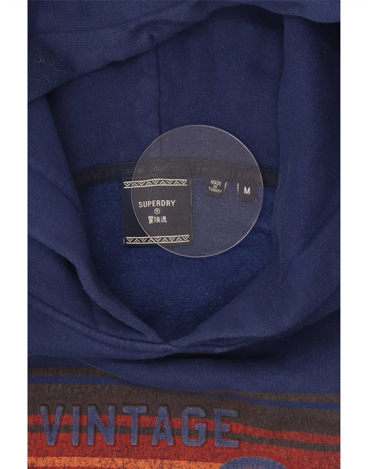 Superdry Mens Graphic Hoodie Jumper Medium Navy Blue Cotton