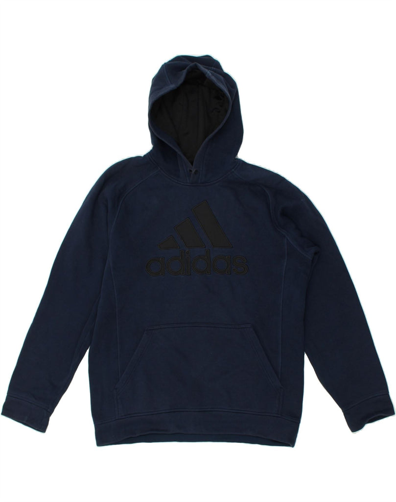 ADIDAS Mens Graphic Hoodie Jumper Medium Navy Blue Cotton | Vintage Adidas | Thrift | Second-Hand Adidas | Used Clothing | Messina Hembry 