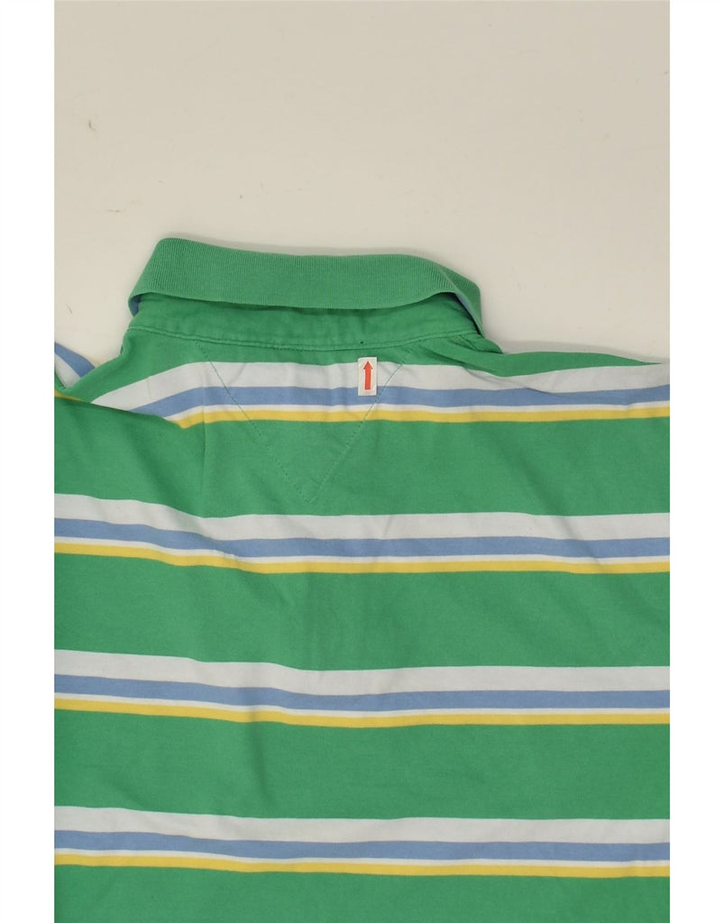 TOMMY HILFIGER Mens Polo Shirt Large Green Striped Cotton | Vintage Tommy Hilfiger | Thrift | Second-Hand Tommy Hilfiger | Used Clothing | Messina Hembry 