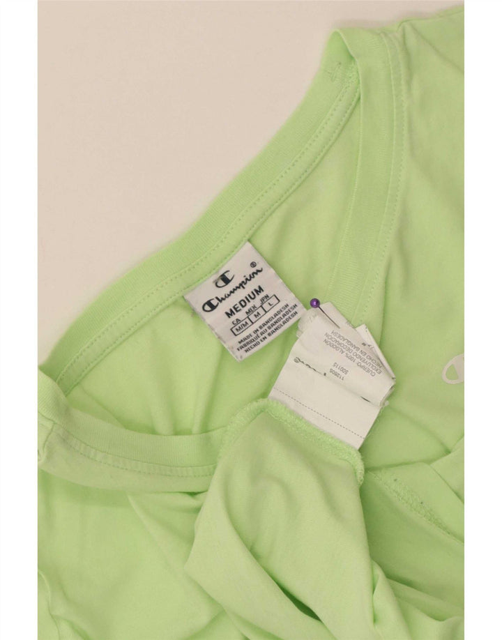 Champion Womens T-Shirt Top UK 12 Medium Green Cotton