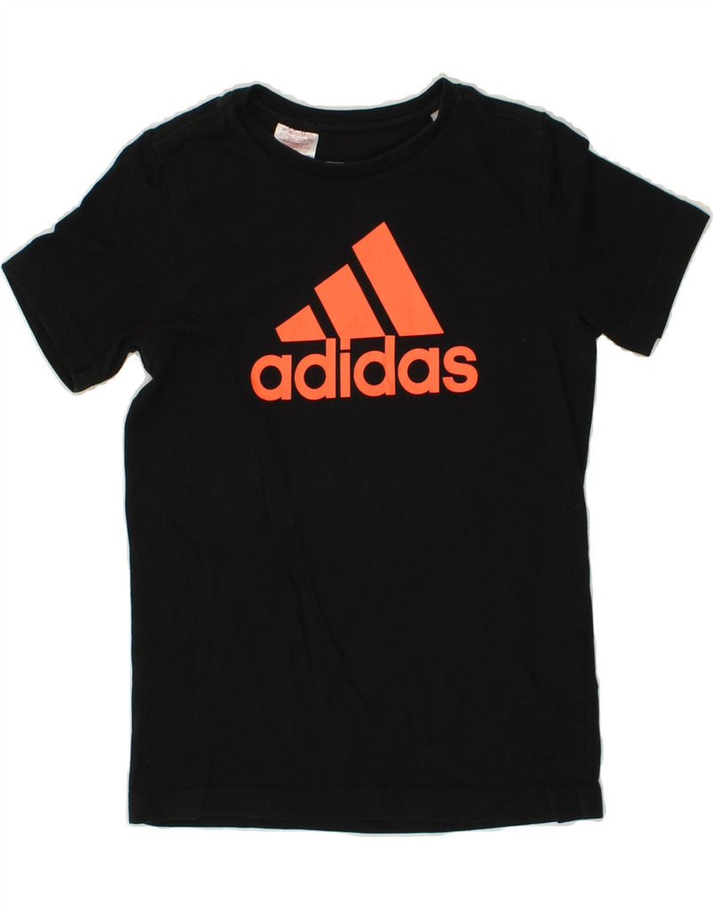 ADIDAS Boys Climalite Graphic T-Shirt Top 9-10 Years Black Cotton | Vintage Adidas | Thrift | Second-Hand Adidas | Used Clothing | Messina Hembry 