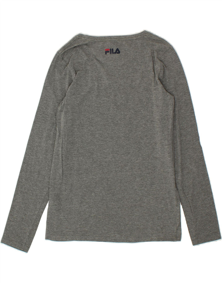 FILA Womens Graphic Top Long Sleeve UK 14 Large Grey Cotton Vintage Fila and Second-Hand Fila from Messina Hembry 